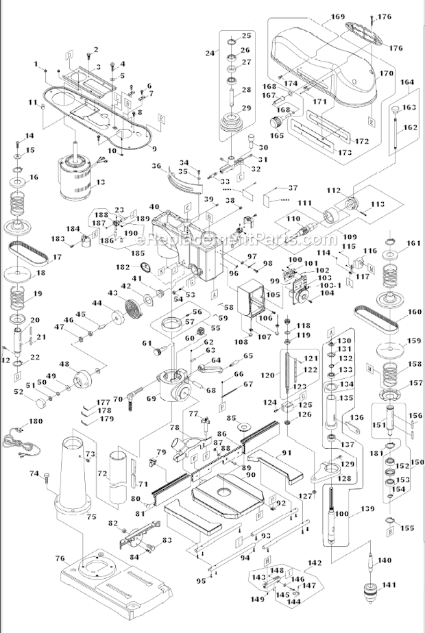 Page A Diagram and Parts List for 2800  Powermatic Drill Press