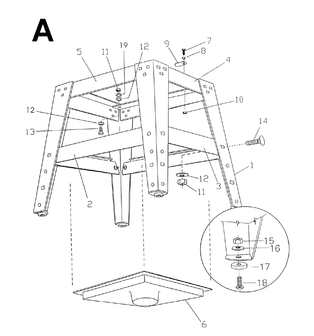 Fig-A Diagram and Parts List for 1791271K  Powermatic Table Saw