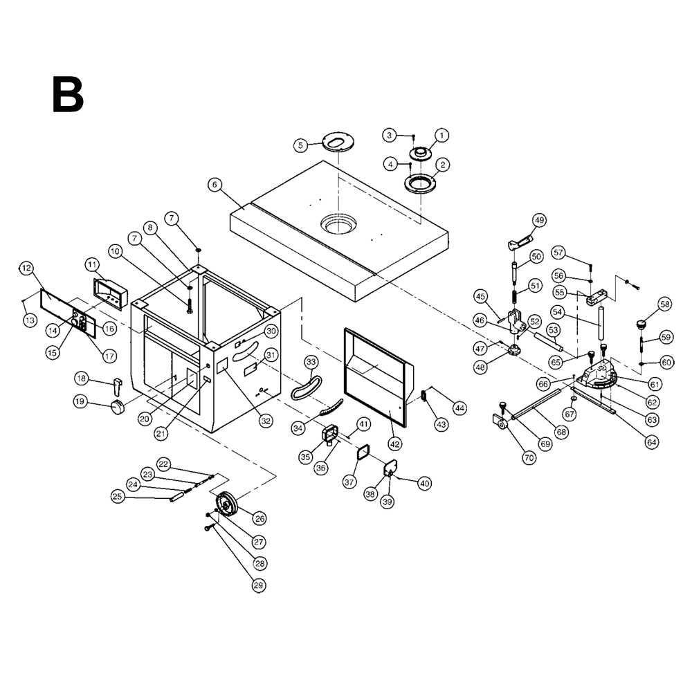Fig-B Diagram and Parts List for 1791244  Powermatic Shaper