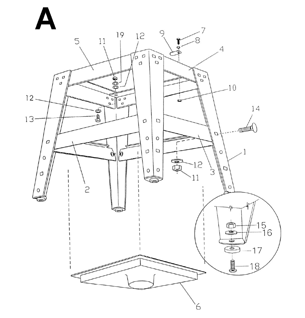Fig-A Diagram and Parts List for 1791270K  Powermatic Table Saw