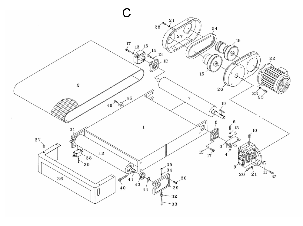 Fig-C Diagram and Parts List for 1790843  Powermatic Sander Grinder
