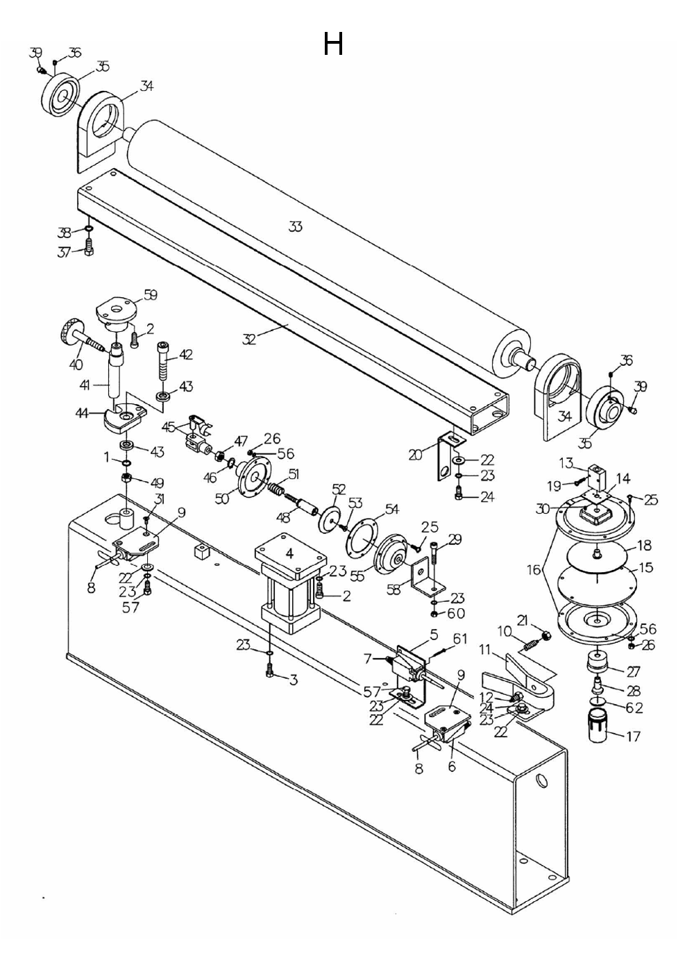 Fig-H Diagram and Parts List for 1790825  Powermatic Sander Grinder