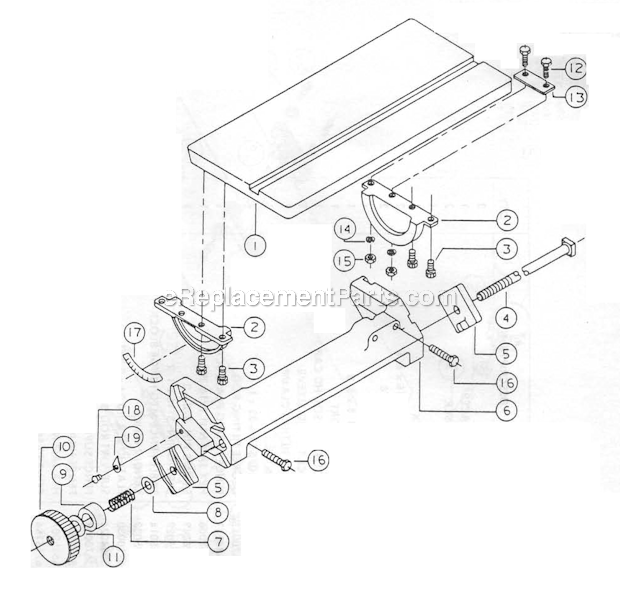Sanding_Table Diagram and Parts List for 33-B  Powermatic Sander Polisher