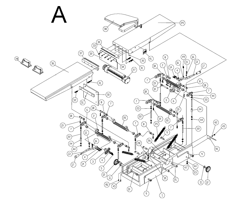 Fig-A Diagram and Parts List for 1791308  Powermatic Planer Jointer