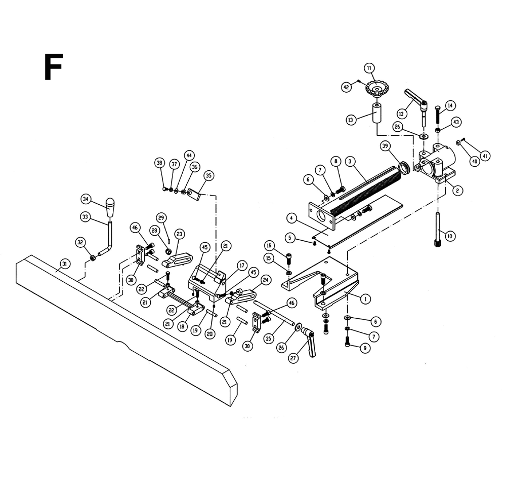 Fig-F Diagram and Parts List for 1791249  Powermatic Planer Jointer