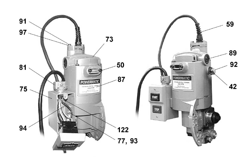 Fig-0 Diagram and Parts List for 1510007  Powermatic Chop Saw