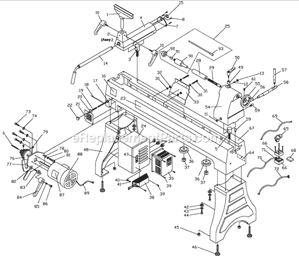 Page A Diagram and Parts List for 4224  Powermatic Lathe