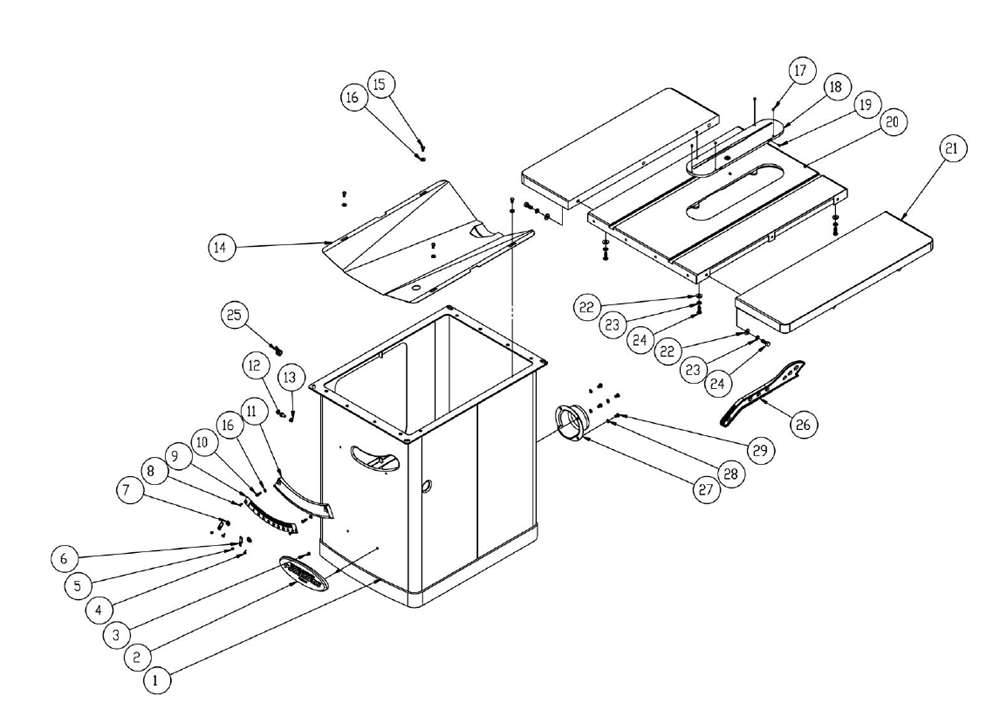 Fig-0 Diagram and Parts List for 1720305K  Powermatic Table Saw