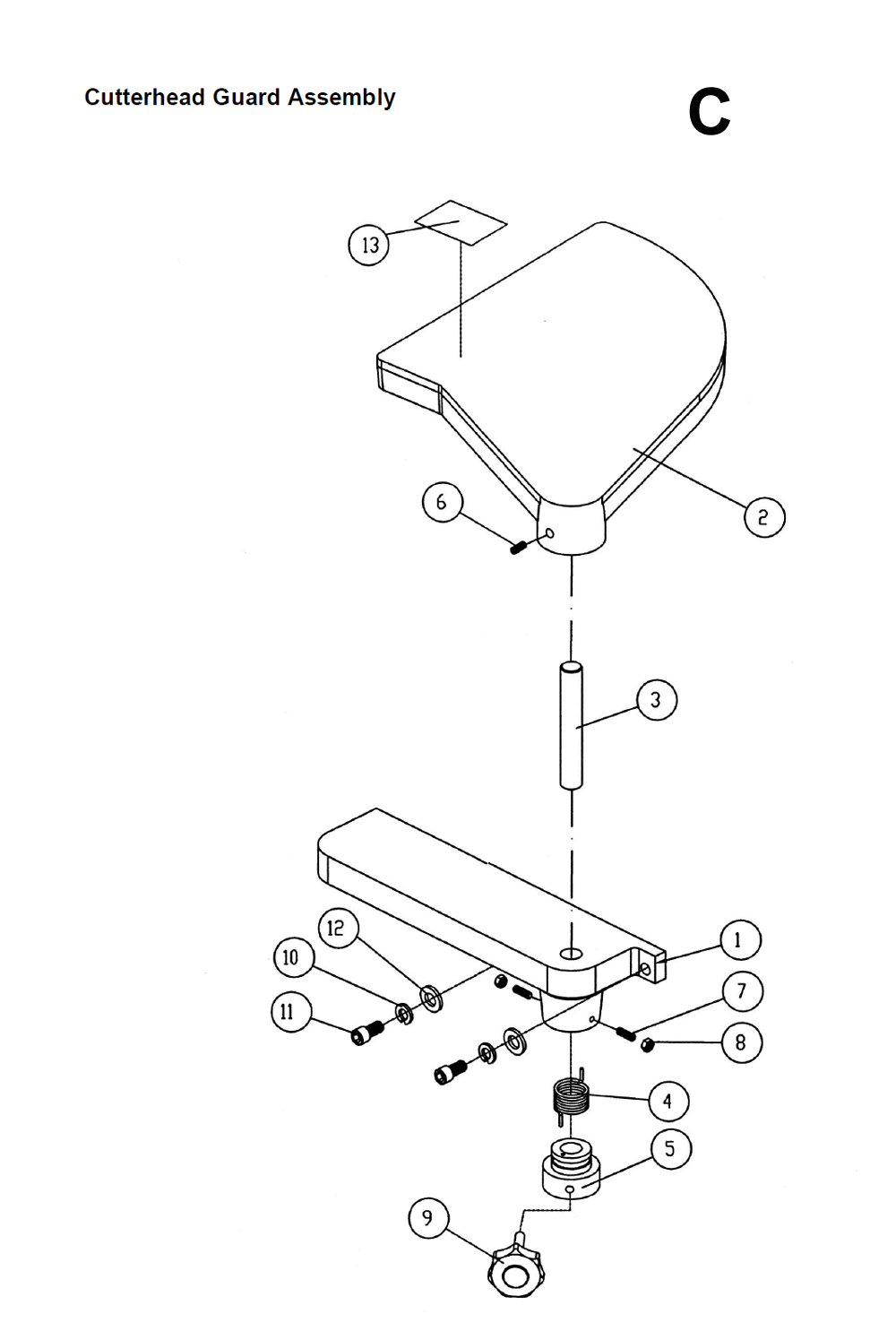 Fig-C Diagram and Parts List for 1791249  Powermatic Planer Jointer