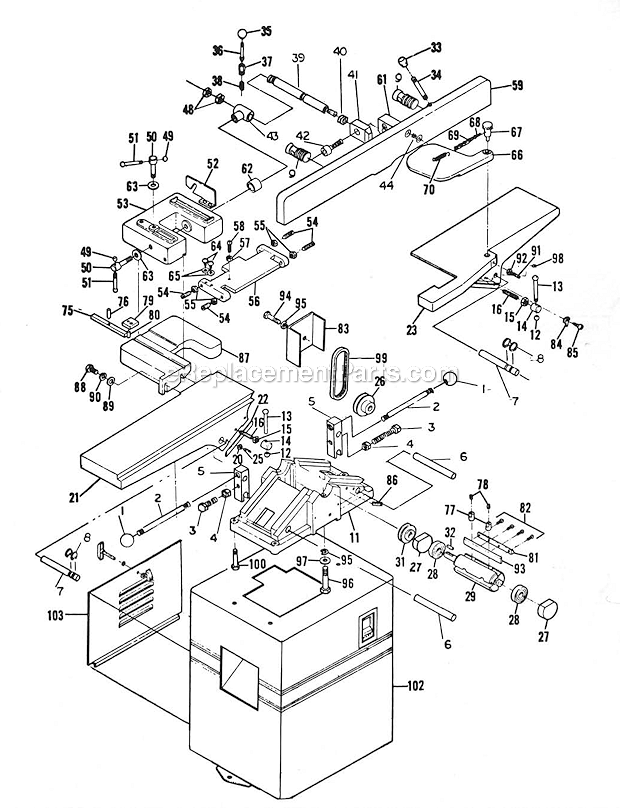 Page A Diagram and Parts List for 50  Powermatic Planer Jointer