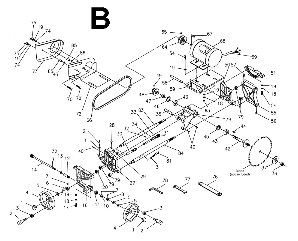 Fig-B Diagram and Parts List for 1791227K  Powermatic Table Saw