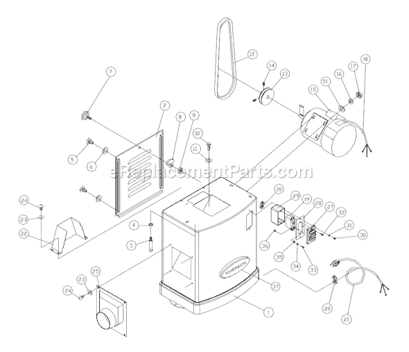 Page A Diagram and Parts List for 54HH 1791317K Powermatic Planer Jointer