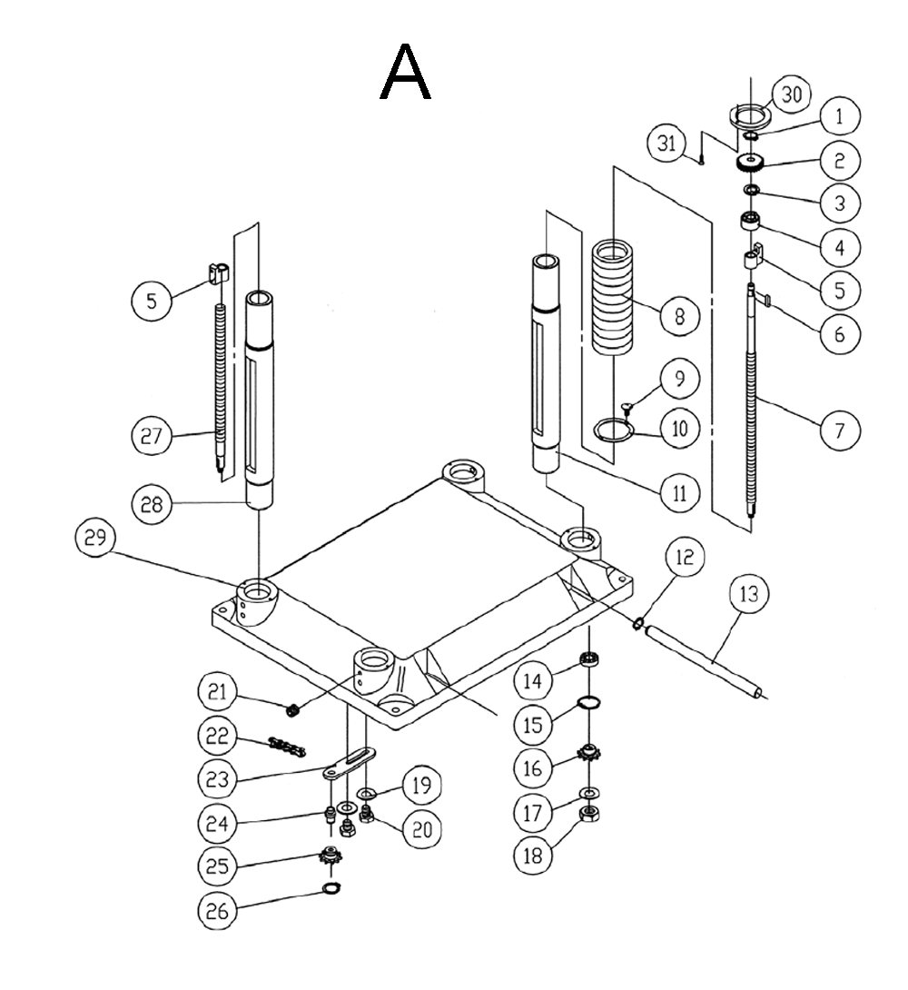 Fig-A Diagram and Parts List for 1791316  Powermatic Planer Jointer