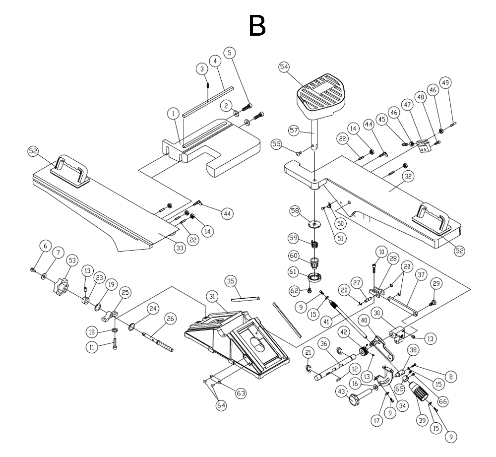 Fig-B Diagram and Parts List for 1791279DXK  Powermatic Planer Jointer