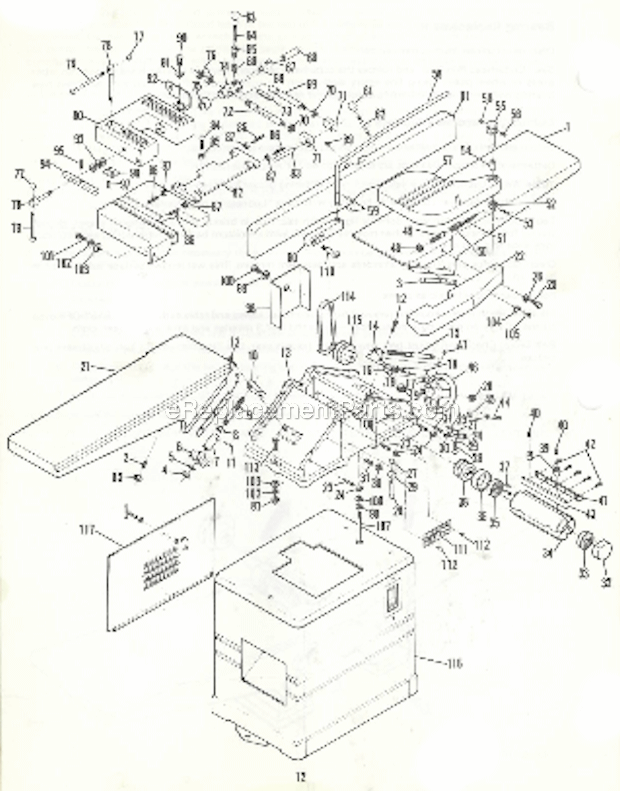 Page A Diagram and Parts List for 60  Powermatic Planer Jointer