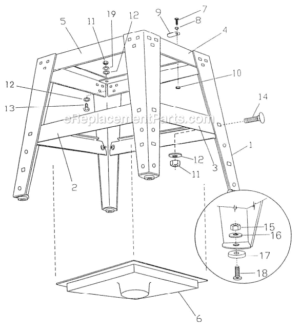 Page B Diagram and Parts List for 64A 1791228K Powermatic Table Saw