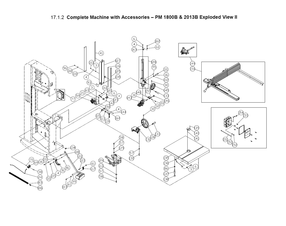 Fig-0 Diagram and Parts List for PM1800B-3 1791801B Powermatic Band Saw