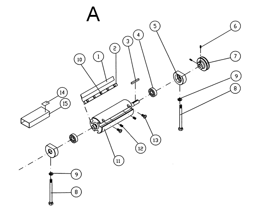 Fig-A Diagram and Parts List for 1610079  Powermatic Planer Jointer