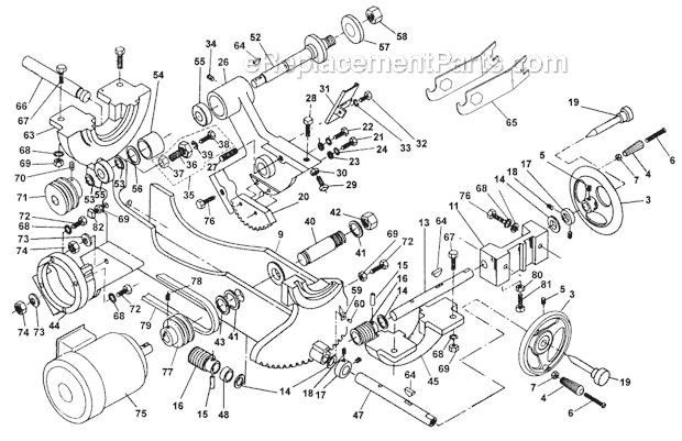 Trunnion Assembly Diagram and Parts List for 66  Powermatic Table Saw