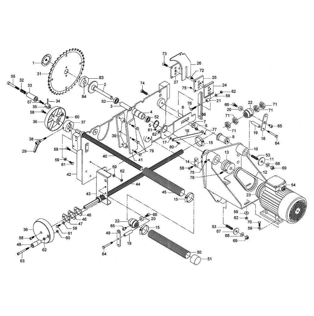 Fig-0 Diagram and Parts List for 1791287  Powermatic Chop Saw