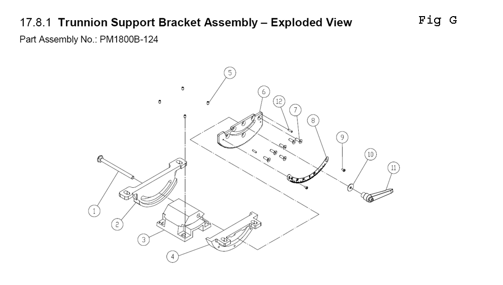 Fig-G Diagram and Parts List for PM1800B-3 1791801B Powermatic Band Saw