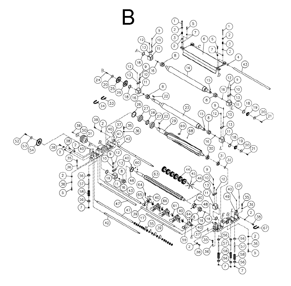 Fig-B Diagram and Parts List for 1791303  Powermatic Planer Jointer