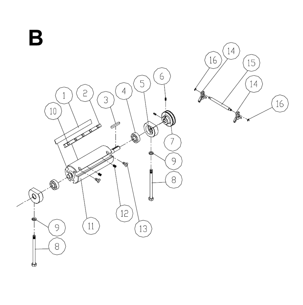 Fig-B Diagram and Parts List for 1610085K  Powermatic Planer Jointer