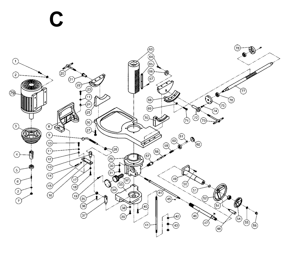 Fig-C Diagram and Parts List for 1791244  Powermatic Shaper