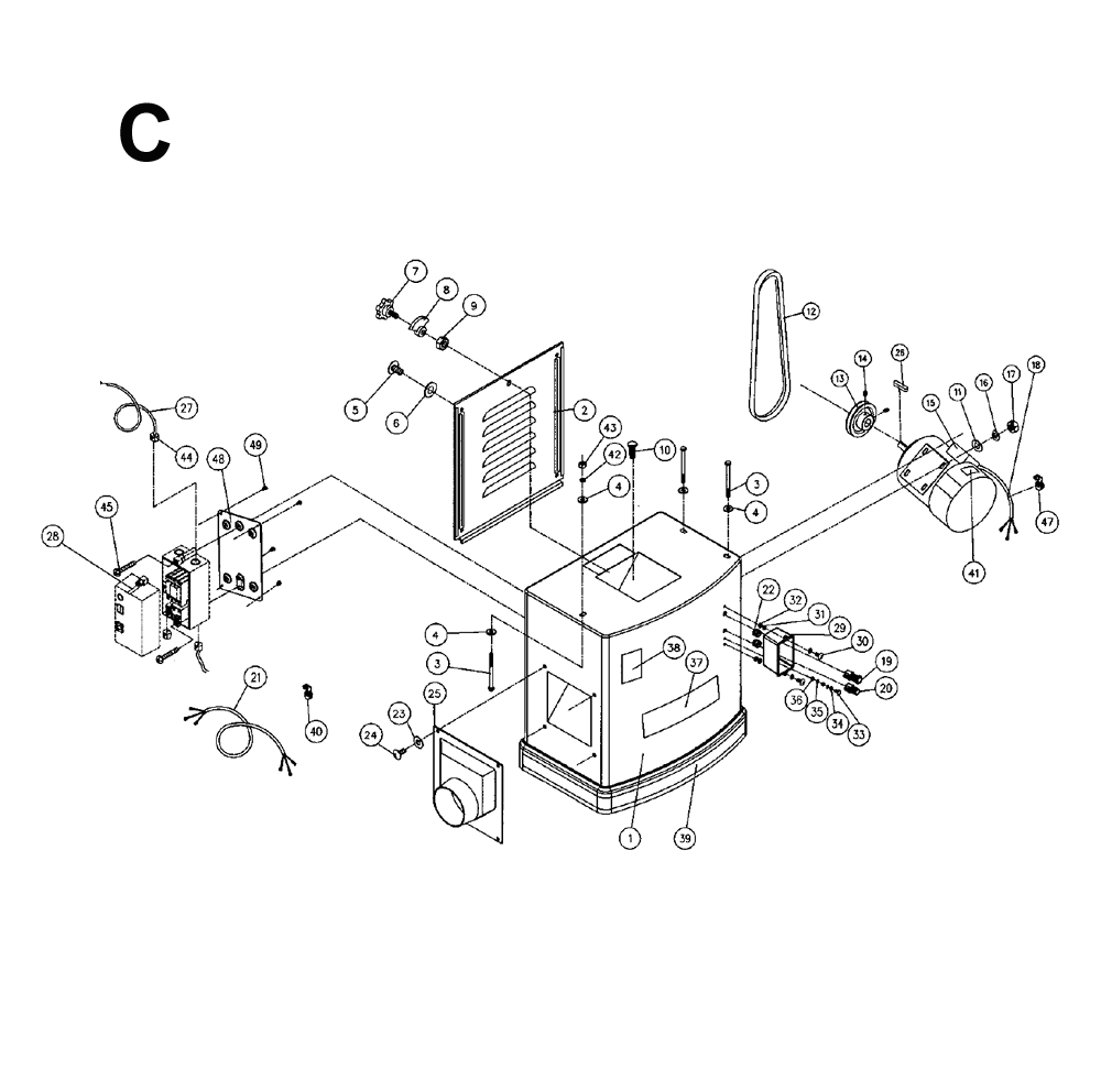 Fig-C Diagram and Parts List for 1610077K  Powermatic Planer Jointer