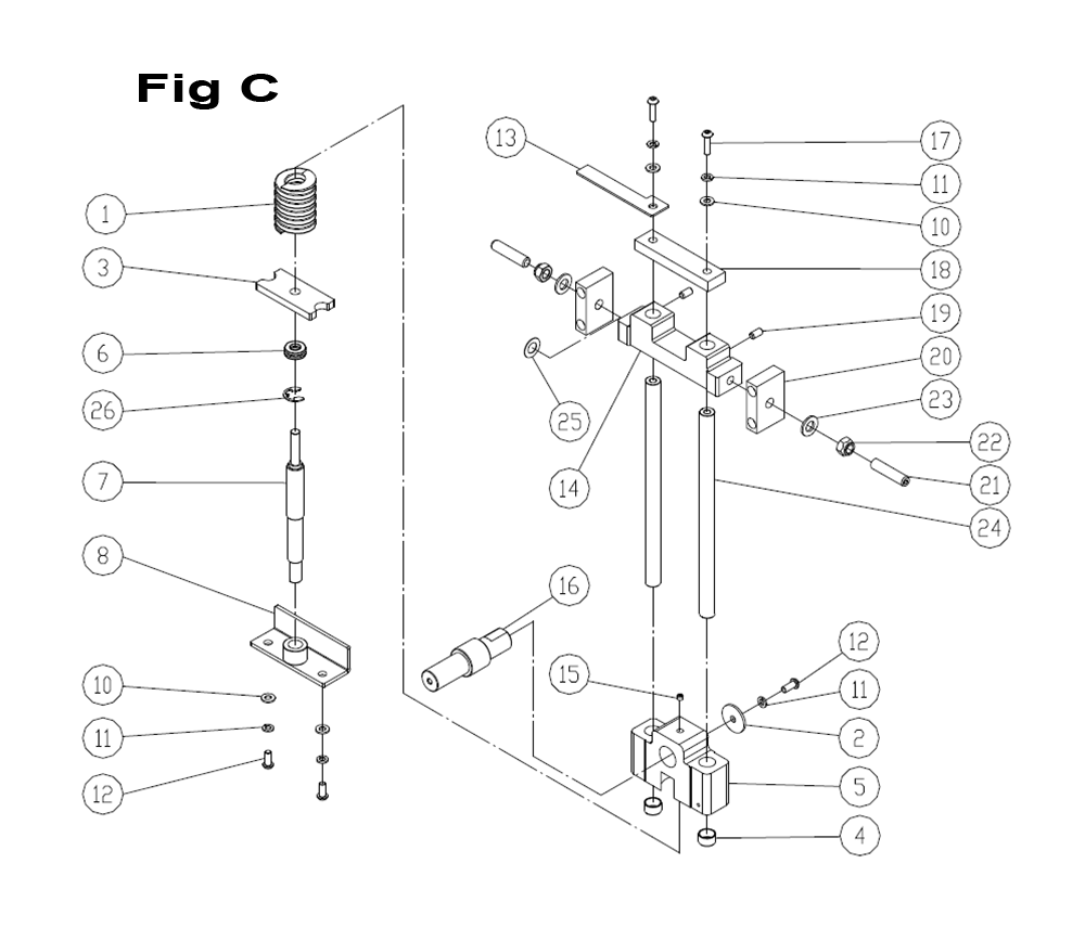 Fig-C Diagram and Parts List for 1791258B  Powermatic Band Saw