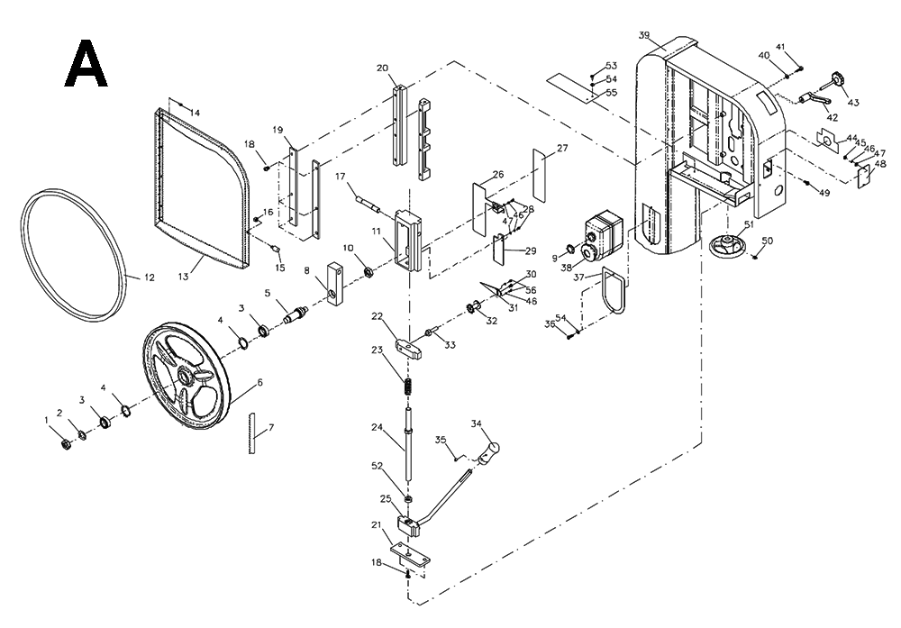 Fig-A Diagram and Parts List for 1791801  Powermatic Band Saw