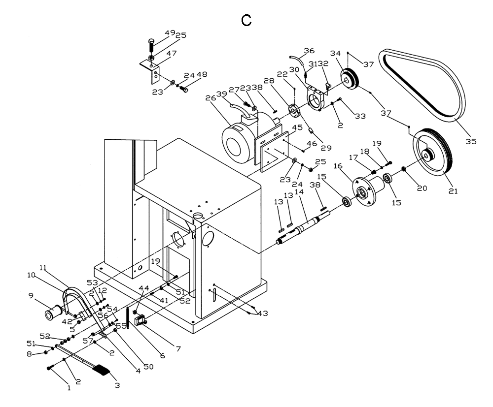 Fig-C Diagram and Parts List for 1791259  Powermatic Band Saw
