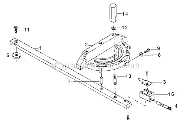 Mitre Gauge Assembly Diagram and Parts List for 72A  Powermatic Table Saw
