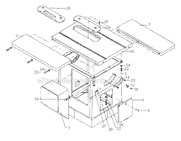 Stand Assembly Diagram and Parts List for 72A  Powermatic Table Saw