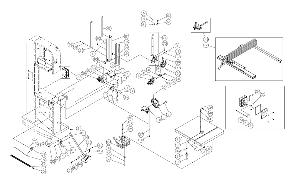 Fig-0 Diagram and Parts List for 1791258B  Powermatic Band Saw