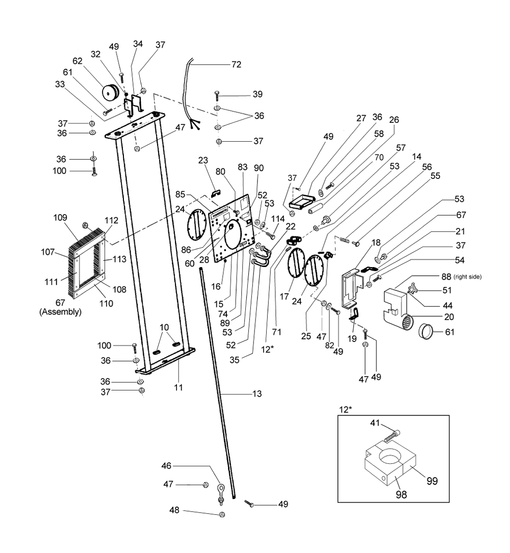 Fig-0 Diagram and Parts List for 1510007  Powermatic Chop Saw