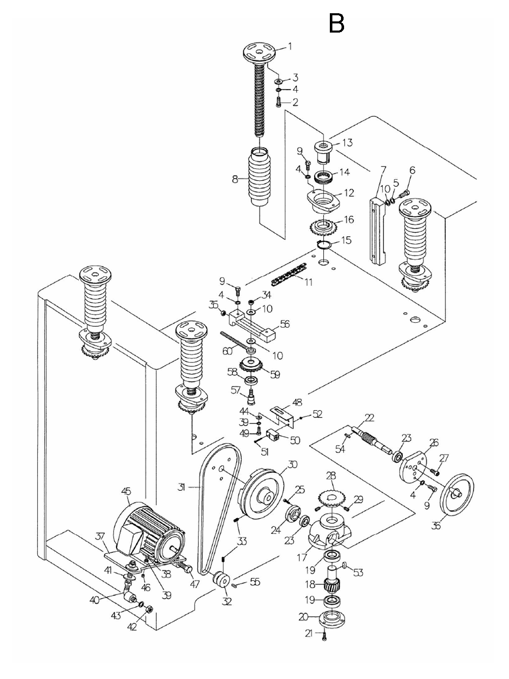 Fig-B Diagram and Parts List for 1790843  Powermatic Sander Grinder