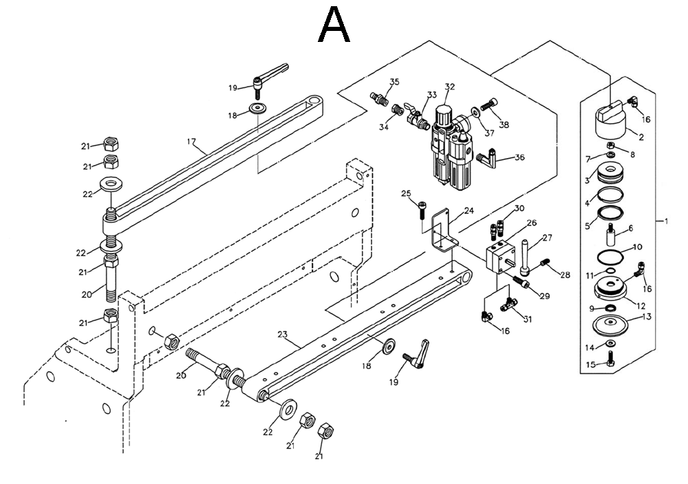 Fig-A Diagram and Parts List for 1791305  Powermatic Dovetail Machine
