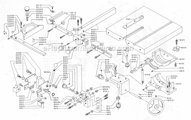 Page B Diagram and Parts List for 87  Powermatic Band Saw