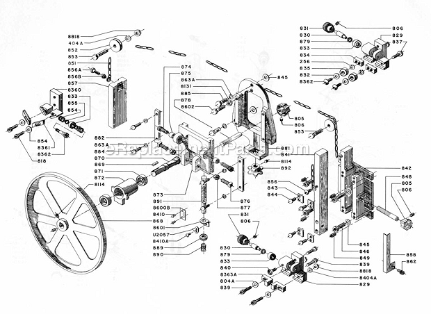 Page C Diagram and Parts List for 87  Powermatic Band Saw