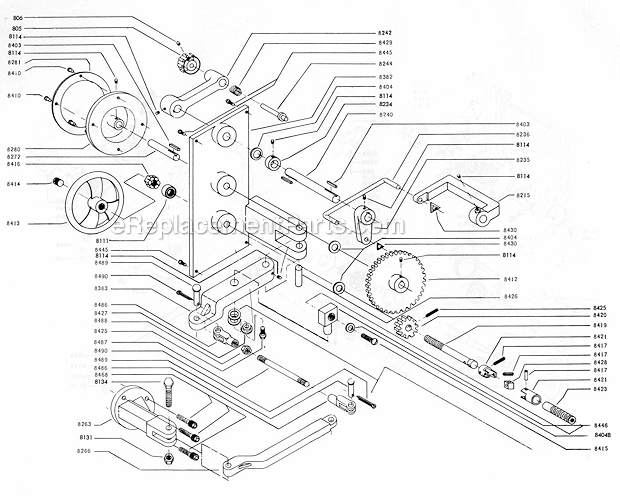 Page E Diagram and Parts List for 87  Powermatic Band Saw