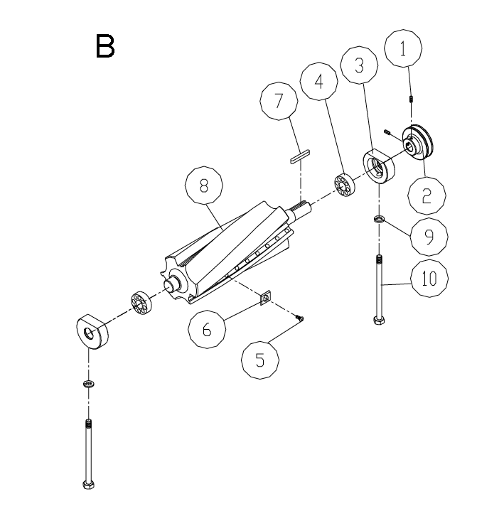Fig-B Diagram and Parts List for 1610086K  Powermatic Planer Jointer