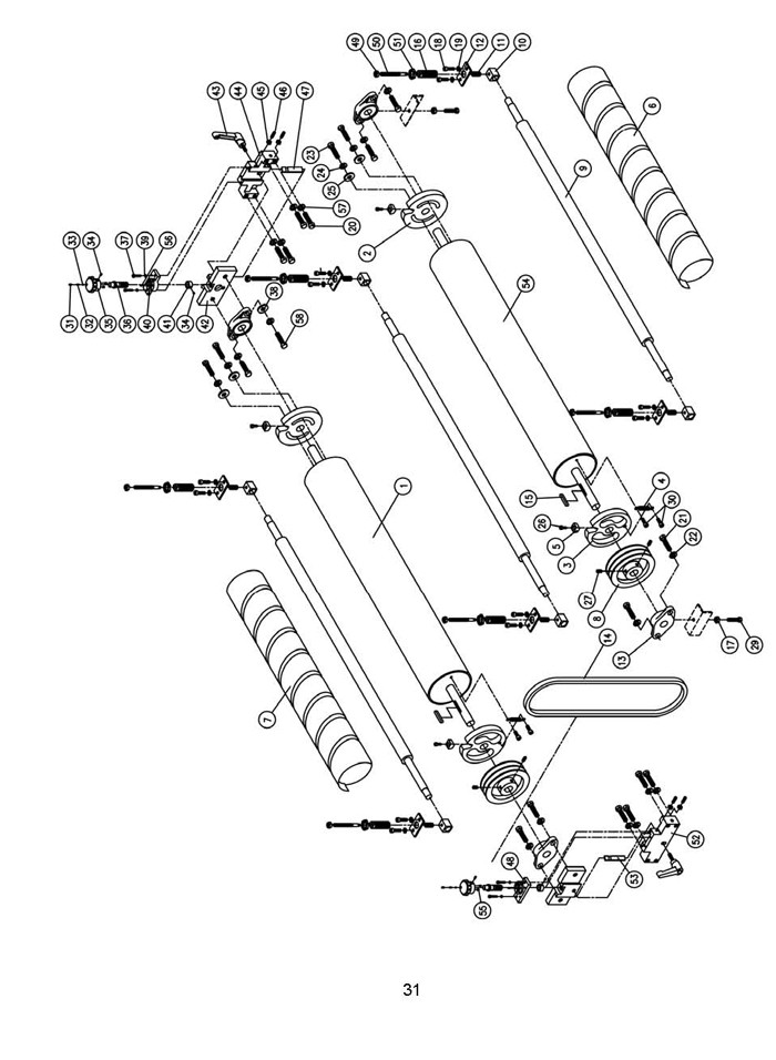 Section 1 Diagram and Parts List for DDS-237 1791320 Powermatic Belt or Drum Sander