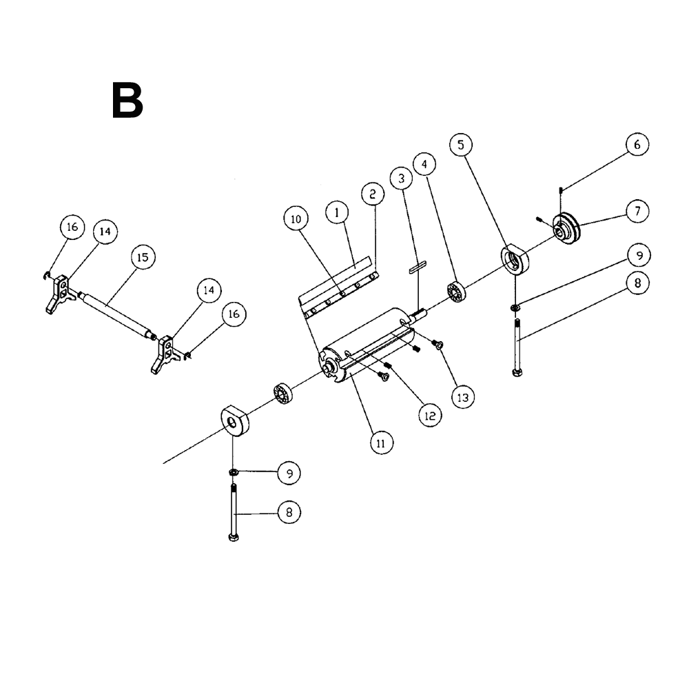 Fig-B Diagram and Parts List for 1610077K  Powermatic Planer Jointer