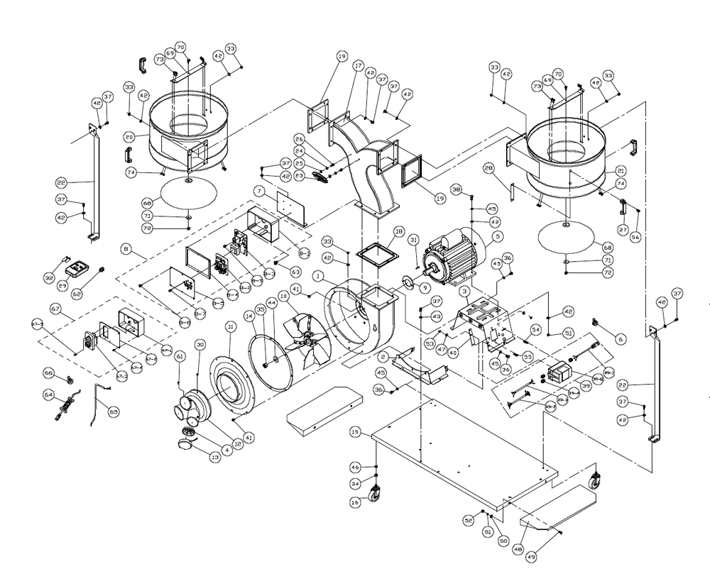 Fig-0 Diagram and Parts List for 1792071K  Powermatic Dust Collector