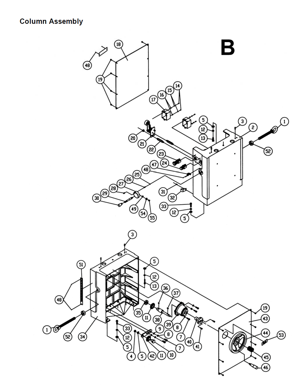 Fig-B Diagram and Parts List for 1791280  Powermatic Planer Jointer