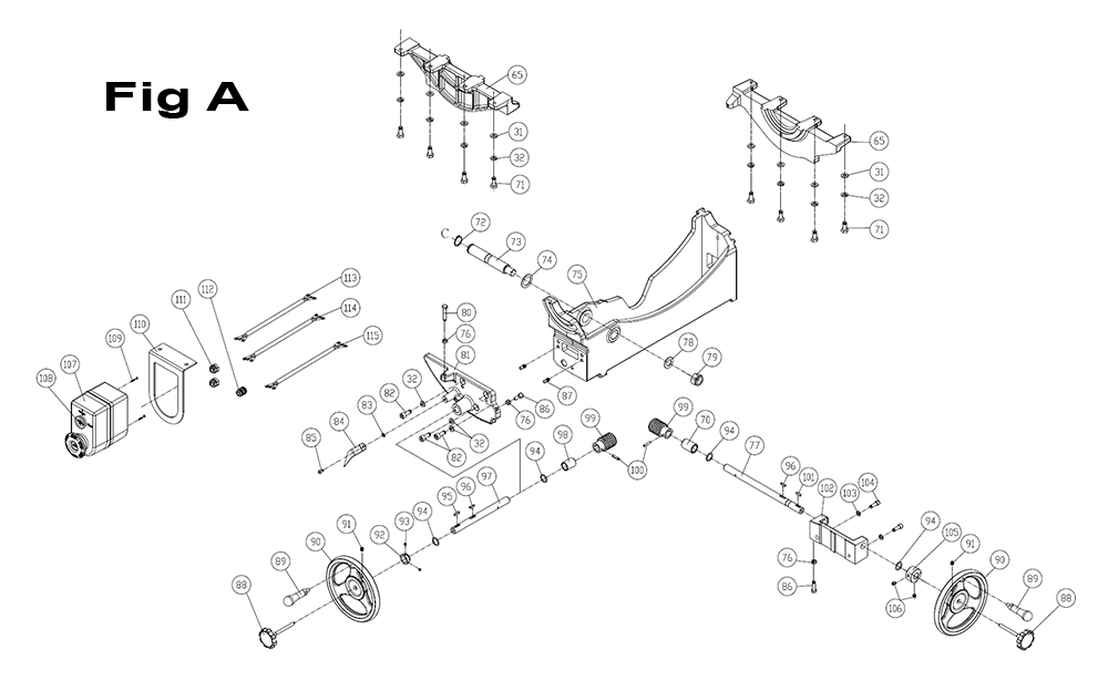 Fig-A Diagram and Parts List for PM375350K  Powermatic Table Saw