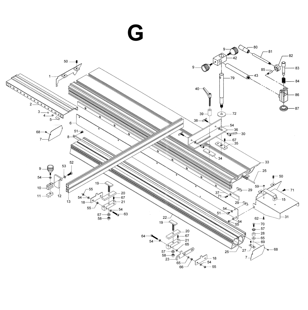 Fig-G Diagram and Parts List for 1791287  Powermatic Chop Saw
