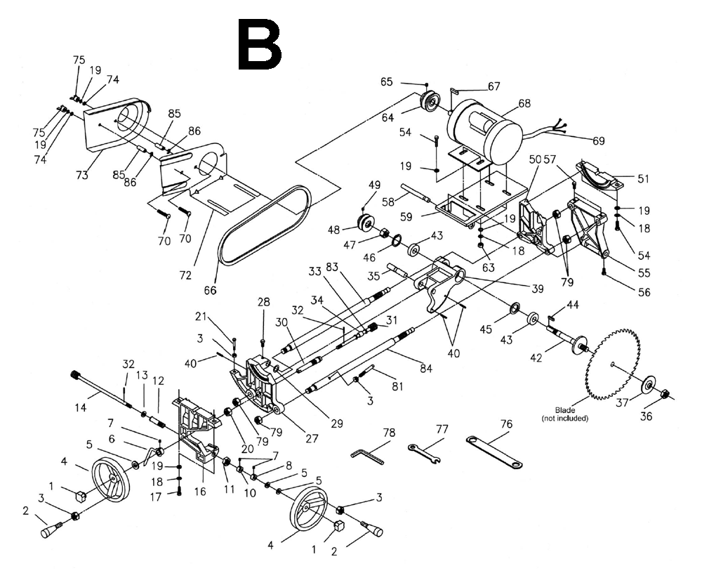Fig-B Diagram and Parts List for 1791228K  Powermatic Table Saw