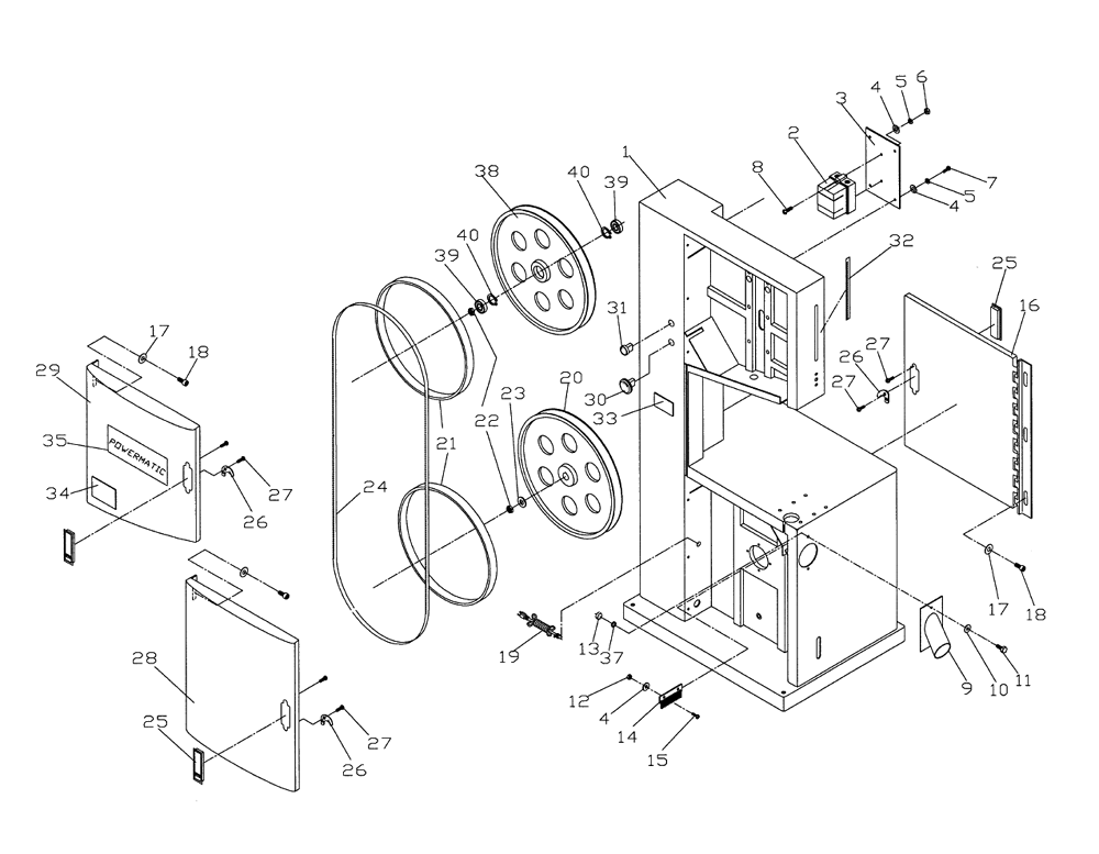 Fig-0 Diagram and Parts List for 1791259  Powermatic Band Saw